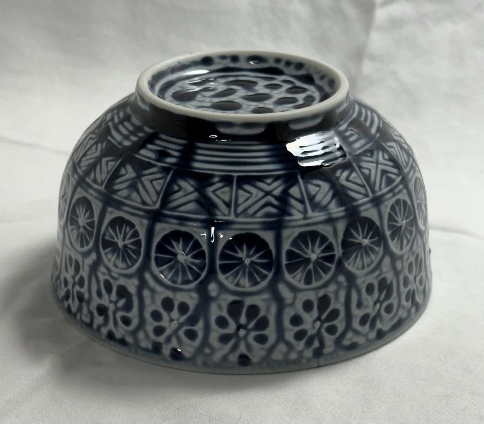 Vintage Arita Ware Blue White Porcelain Sugar Bowl Traditional Japanese Pottery