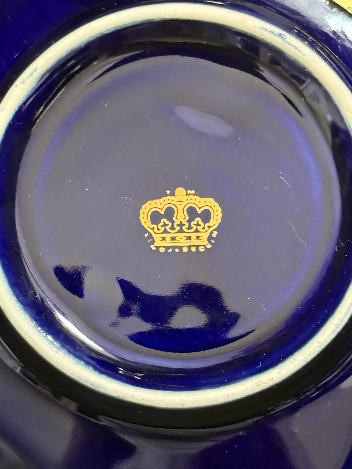 Set of 5 Royal Linoj Seckin Limoges Cobalt Blue 24K Gold Demitasse Cups Saucers