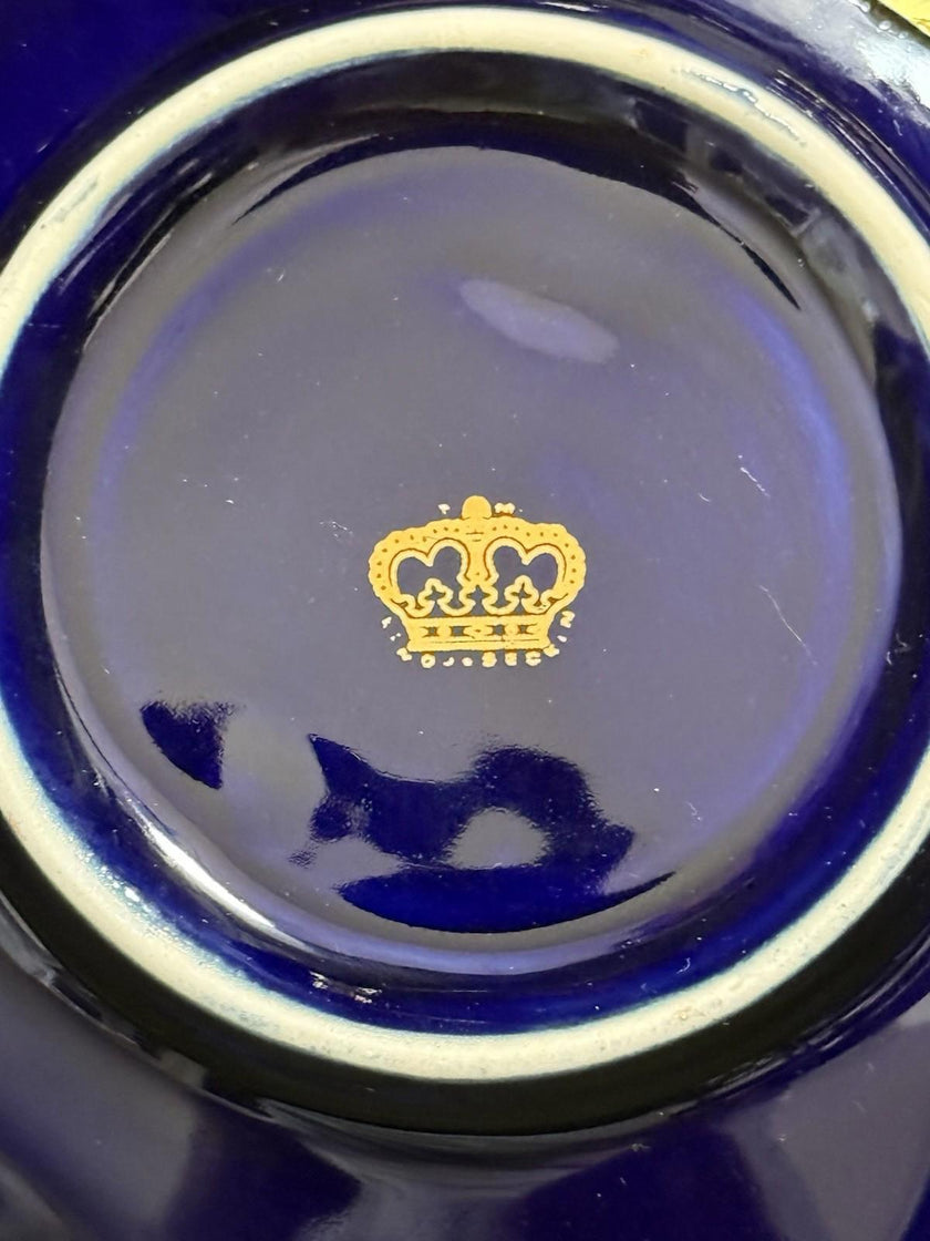 Set of 5 Royal Linoj Seckin Limoges Cobalt Blue 24K Gold Demitasse Cups Saucers