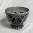 Ming Style Chinese Blue and White Porcelain Footed Bowl Stylized Lotus Design