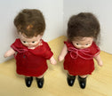 Pair of Vintage 1930s Roberta Composition Kewpie-Style Dolls in Red Dresses