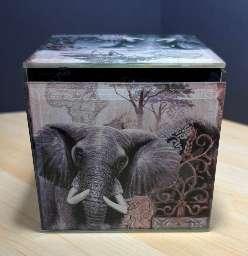 Arister Gifts Beveled Glass Elephant Keepsake Jewelry Box with Velvet Lining
