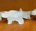 Set of 4 Vintage Hand Carved White Onyx Stone Elephant Figurines Raised Trunk