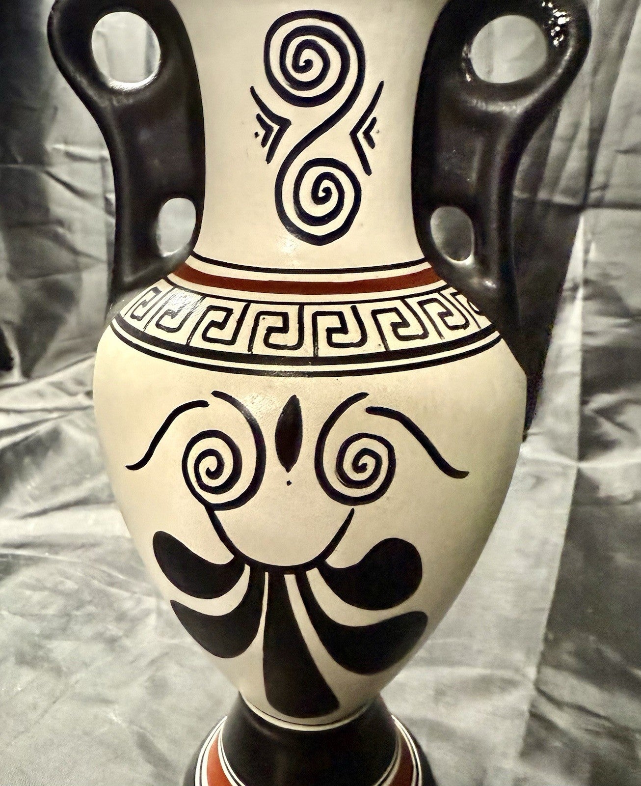 Vintage Amphora Made in Greece Hand Painted Art Pottery Greek Replica Urn Vase