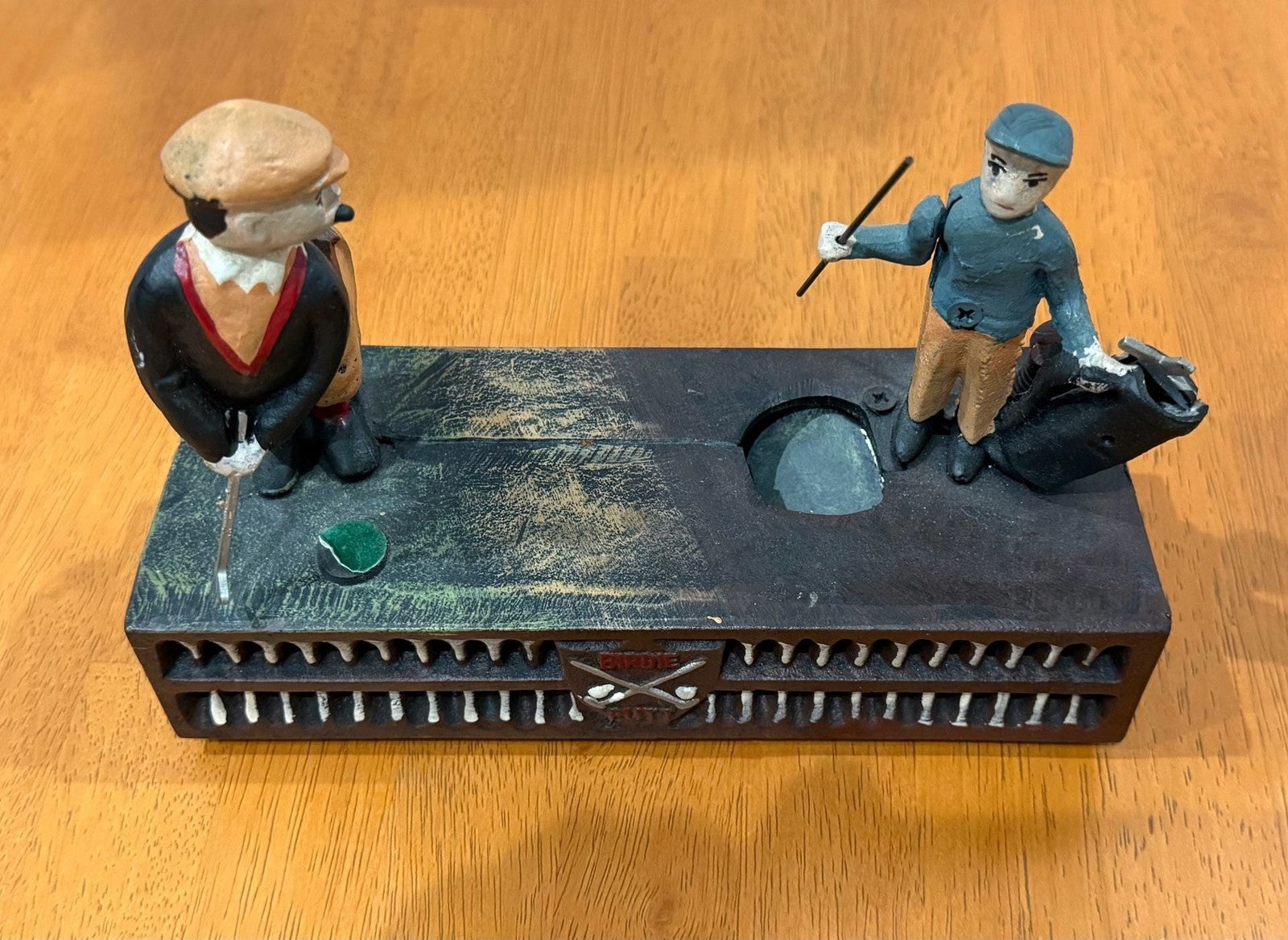 Vintage Cast Iron Birdie-Putt Mechanical Golf Coin Bank