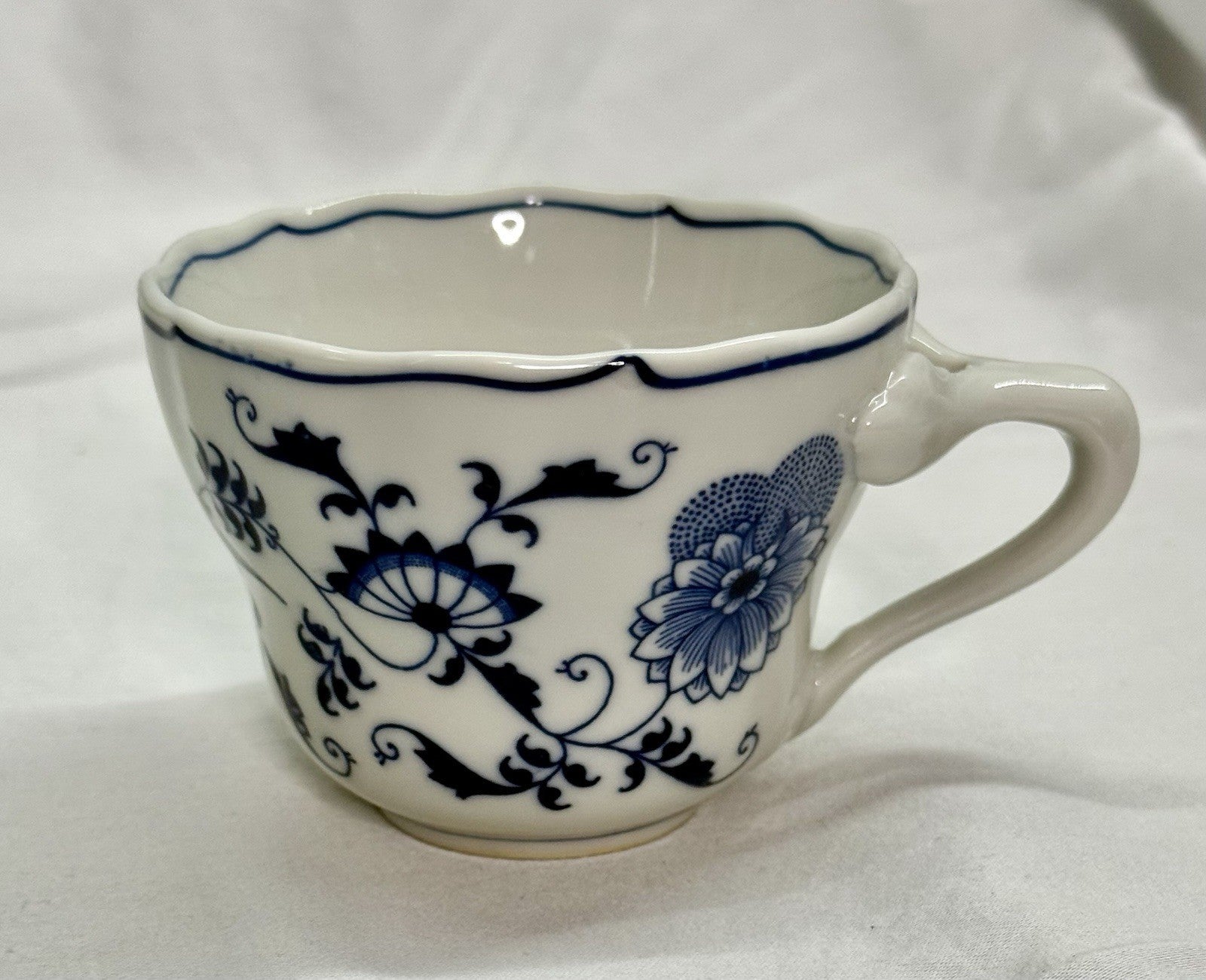 Vintage Blue Danube Tea Cup Translucent Porcelain Blue Onion Pattern Japan 1950s