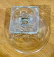 Vintage Clear Glass Pedestal Compote Bowl Square Base 5” Candy Dish Fancy