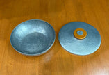 Vintage Buenilum Handwrought Hammered Aluminum Trinket Dish with Bakelite Flower