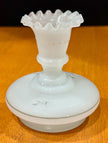 Vintage Victorian Bristol Frosted Glass Candle Holder Floral Hand-Painted