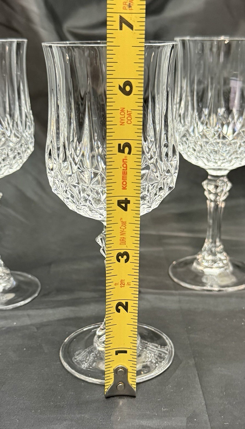Vintage Set Of 6 Cristal D'Arques Durand Longchamp Crystal Wine Glasses 6.5