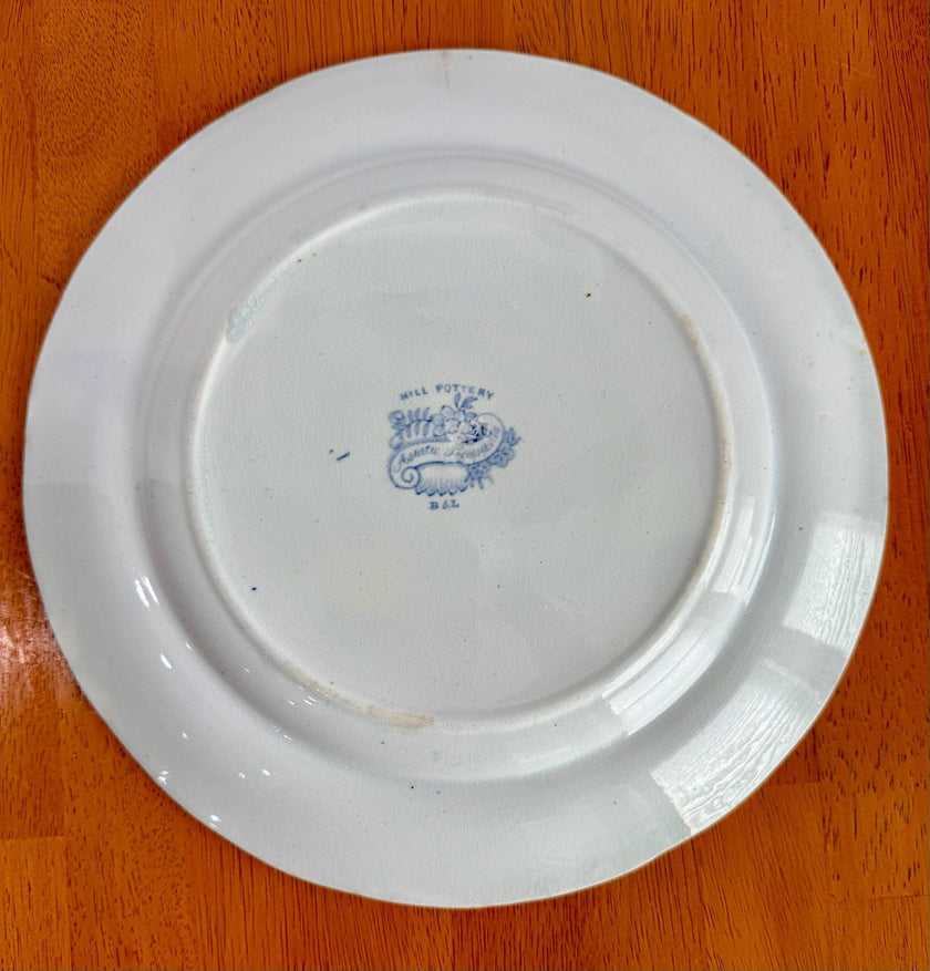 Antique Hill Pottery B&L Asiatic Pheasant Blue and White 10-Inch Dinner Plate
