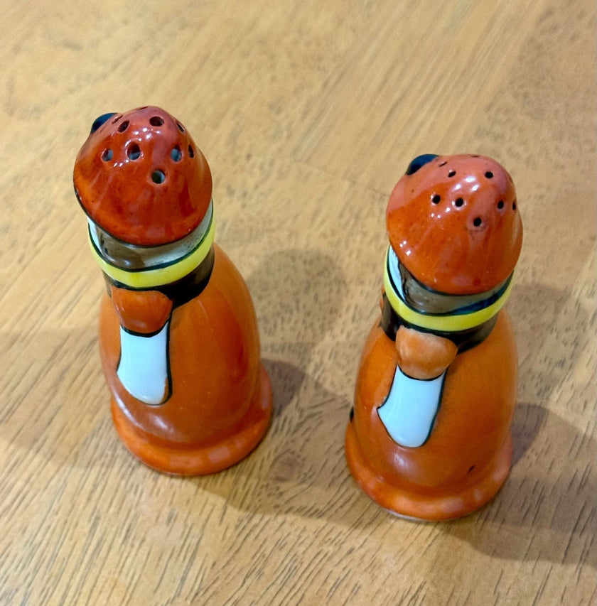 Vintage Noritake Art Deco Lady Masked Pierrette Salt and Pepper Shakers Set