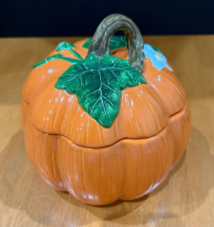 Vintage Royal Norfolk Ceramic Pumpkin Cookie Candy Jar with Lid Fall Autumn