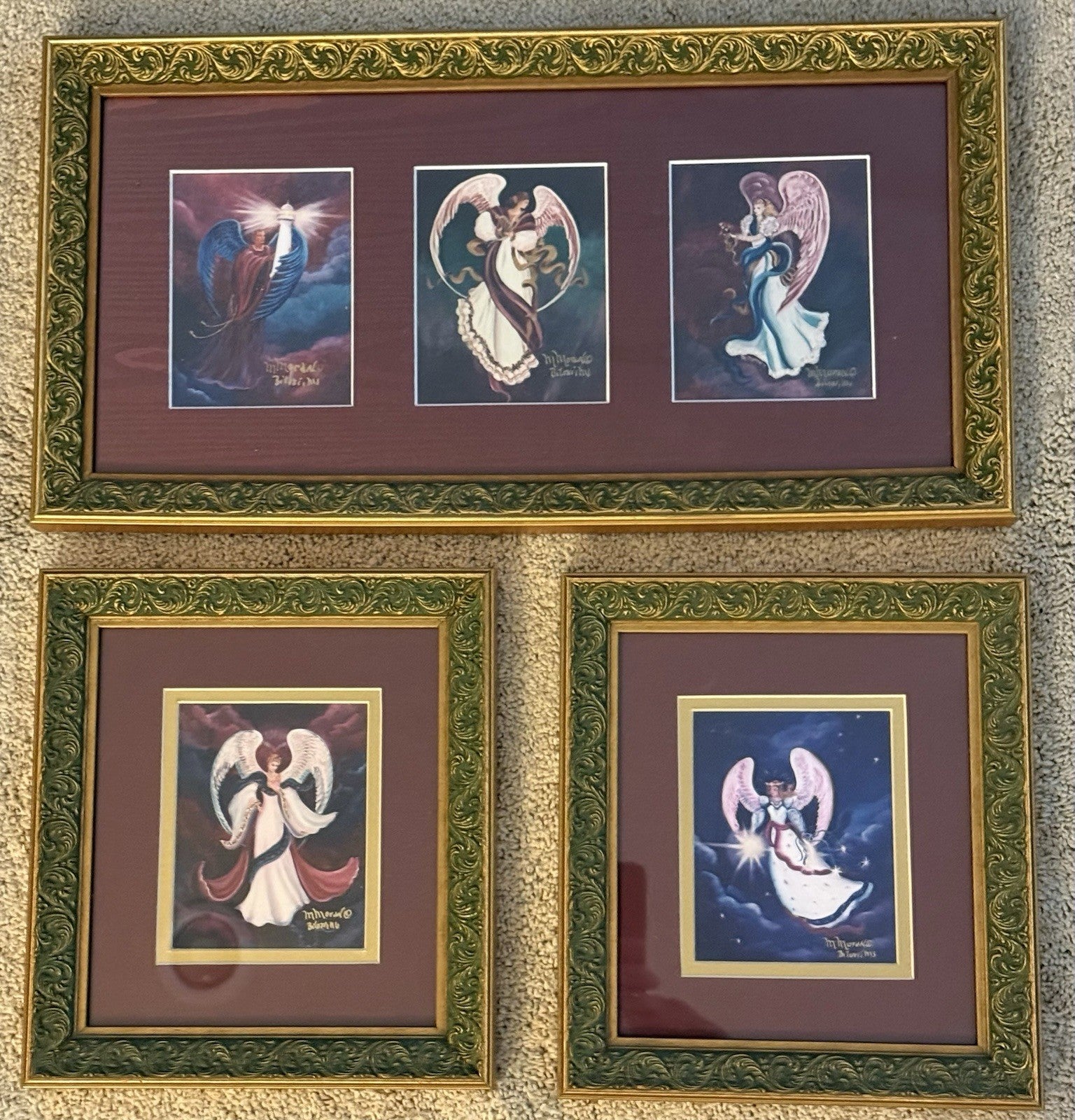 Mary Moran Guardian Angel Series Prints Celestrial Love Hope Faith Guardian RARE