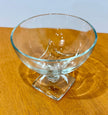 Vintage Clear Glass Pedestal Compote Bowl Square Base 5” Candy Dish Fancy