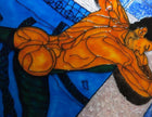 Poolboy Hand Painted Stained Glass Style Painting Male Nude Gay Interest Framed