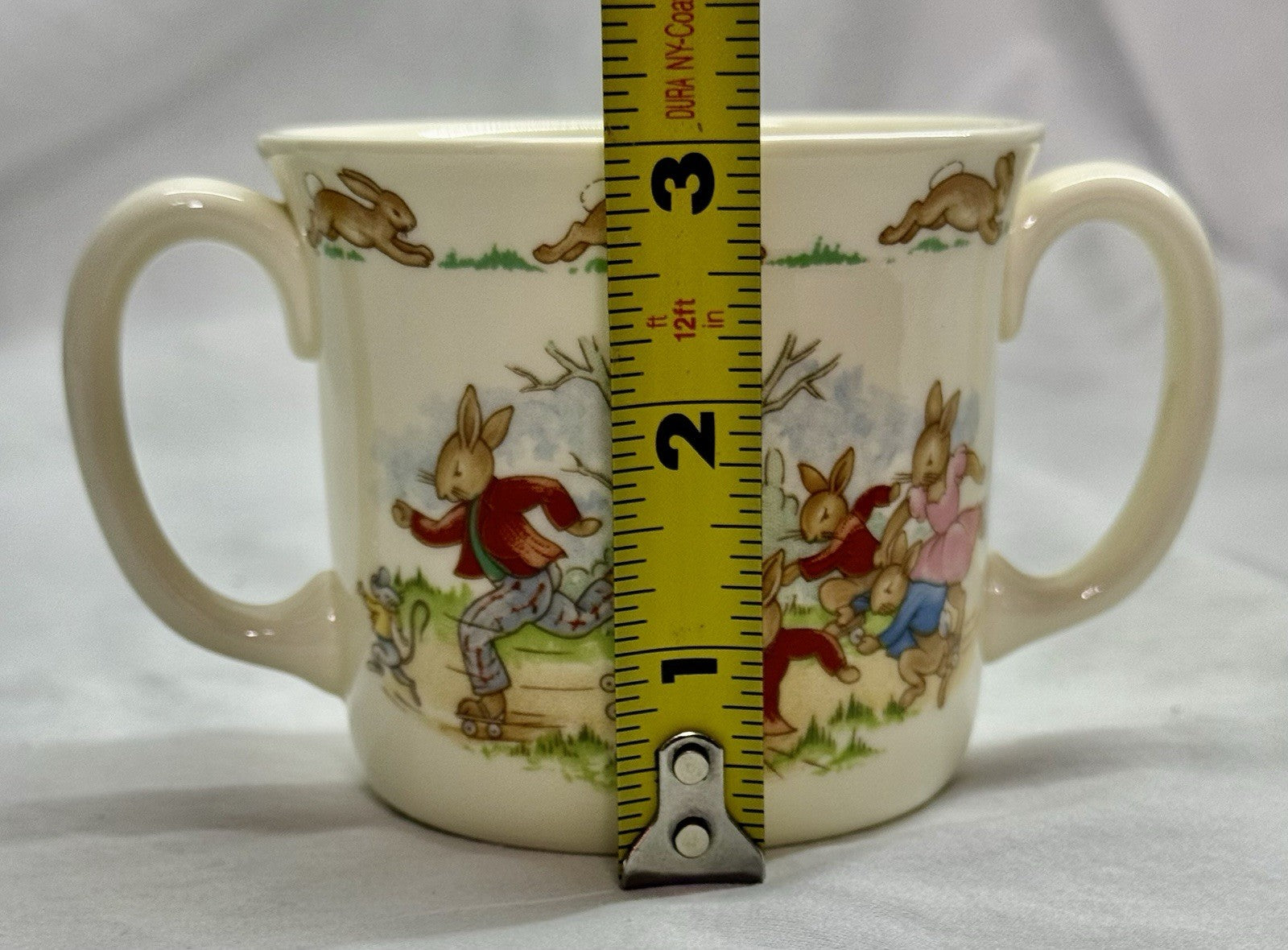 Vintage Royal Doulton Bunnykins Two-Handled Mug Roller Skating Bunnies 1936