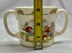 Vintage Royal Doulton Bunnykins Two-Handled Mug Roller Skating Bunnies 1936