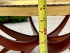 Vintage Mid-Century Brass Engraved Blessing Tray Table with Mahogany Folding Base