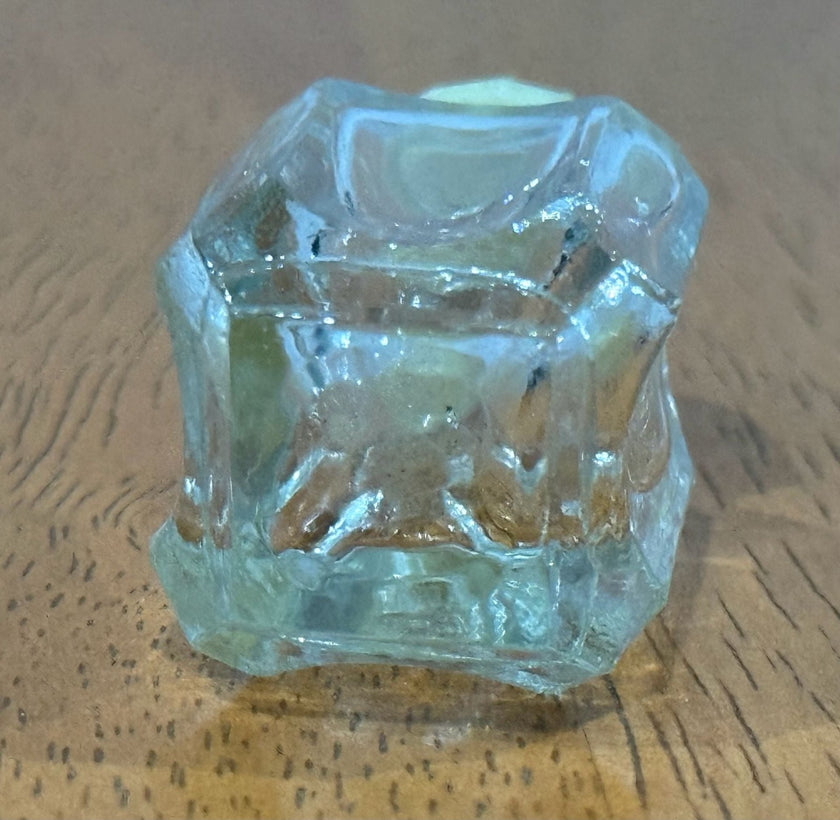 Vintage Petite Cut Glass Salt and Pepper Shakers with Yellow Plastic Lids