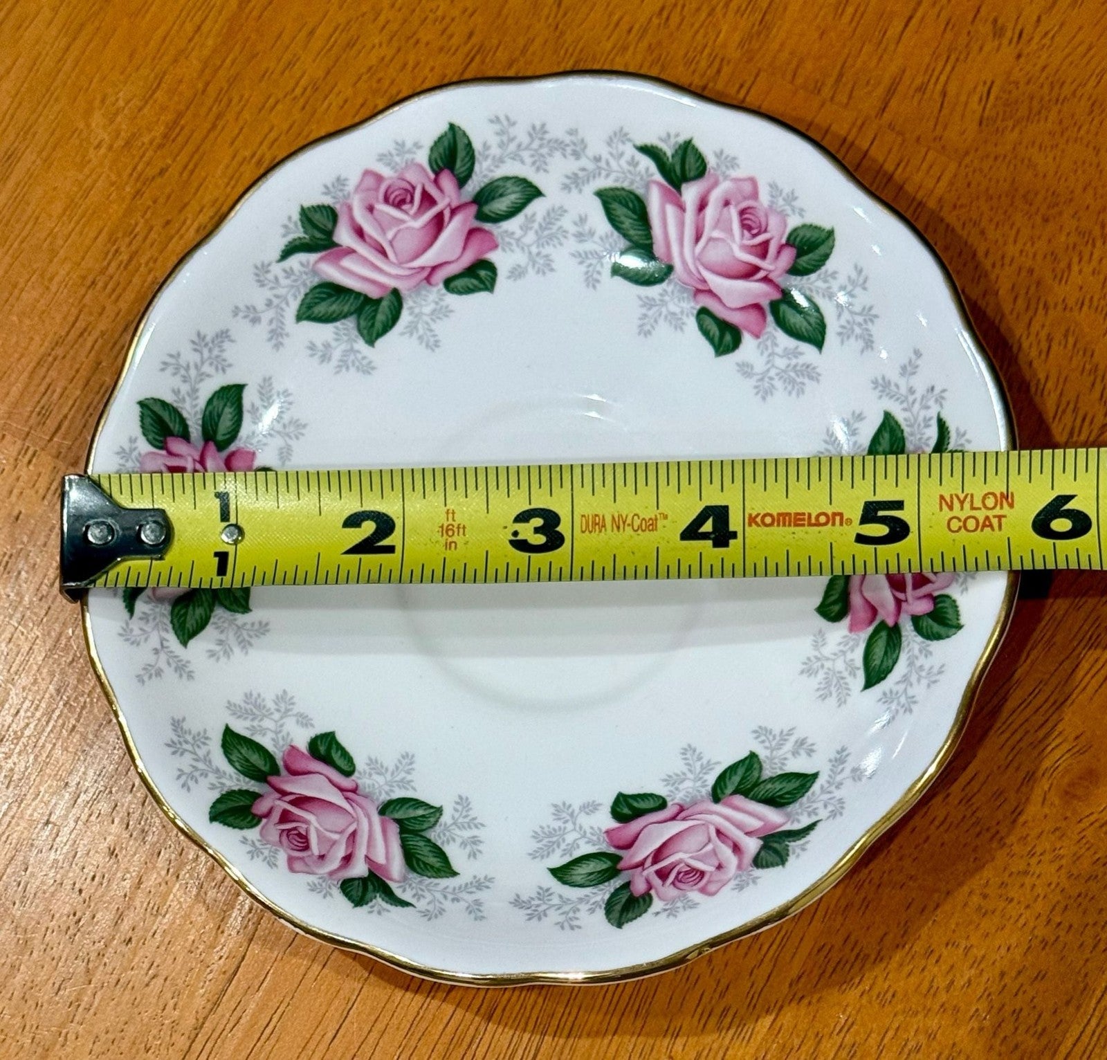 Vintage Colclough English Bone China Teacup & Saucer Pink Rose Floral Gold Trim