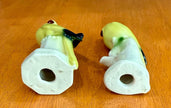 Vintage Set of 2 Yellow Parakeet Birds on Perches Ceramic Figurines