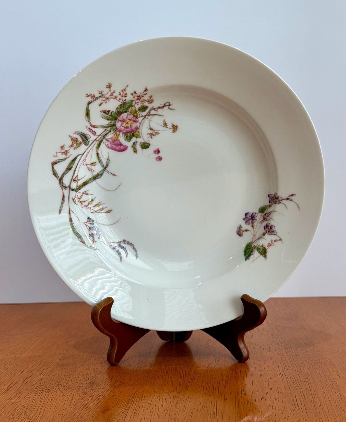 Antique D&C Limoges France Floral Porcelain Salad Plate 1894 Pink Petunias