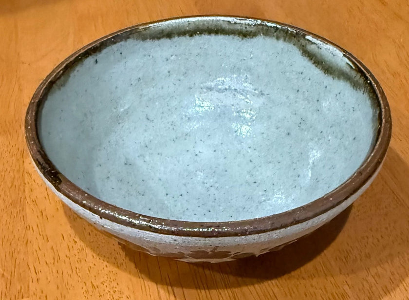 Vintage Tonala Mexico Hand Painted Sandstone Pottery Floral Bowl 5