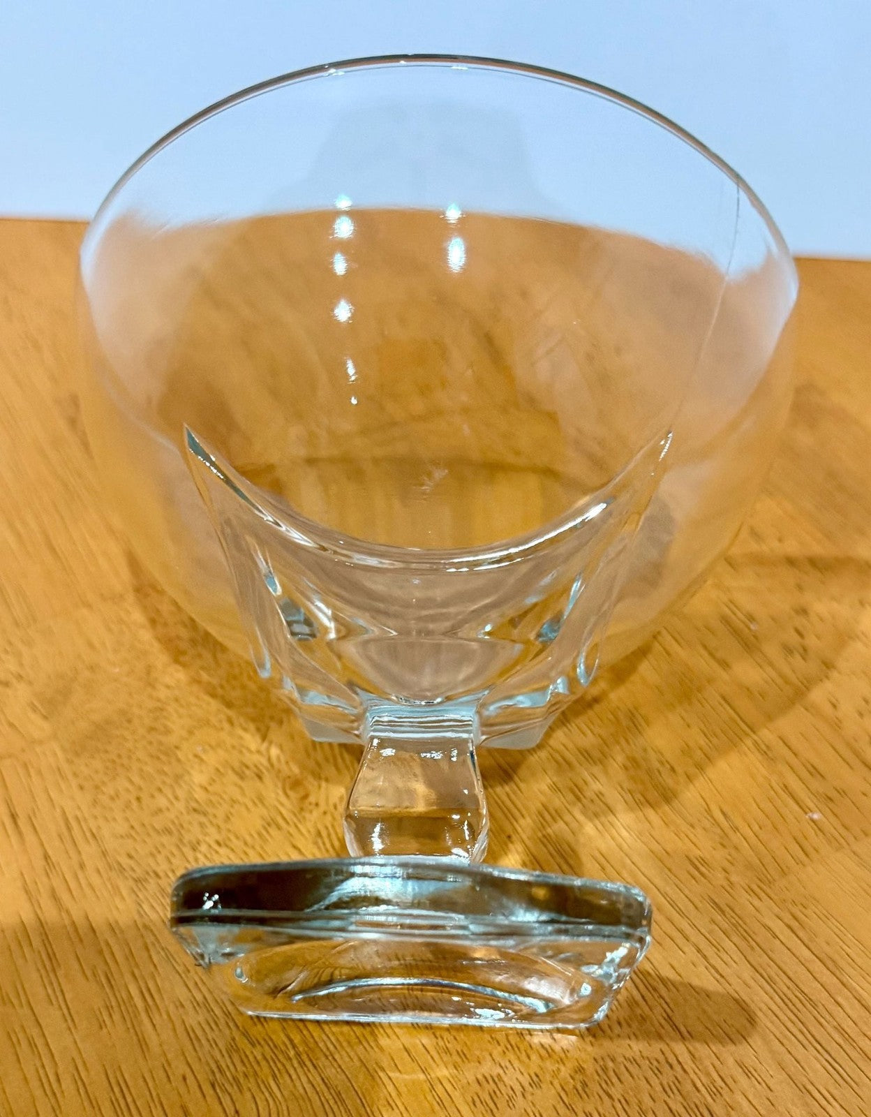 Vintage Clear Glass Pedestal Compote Bowl Square Base 5” Candy Dish Fancy