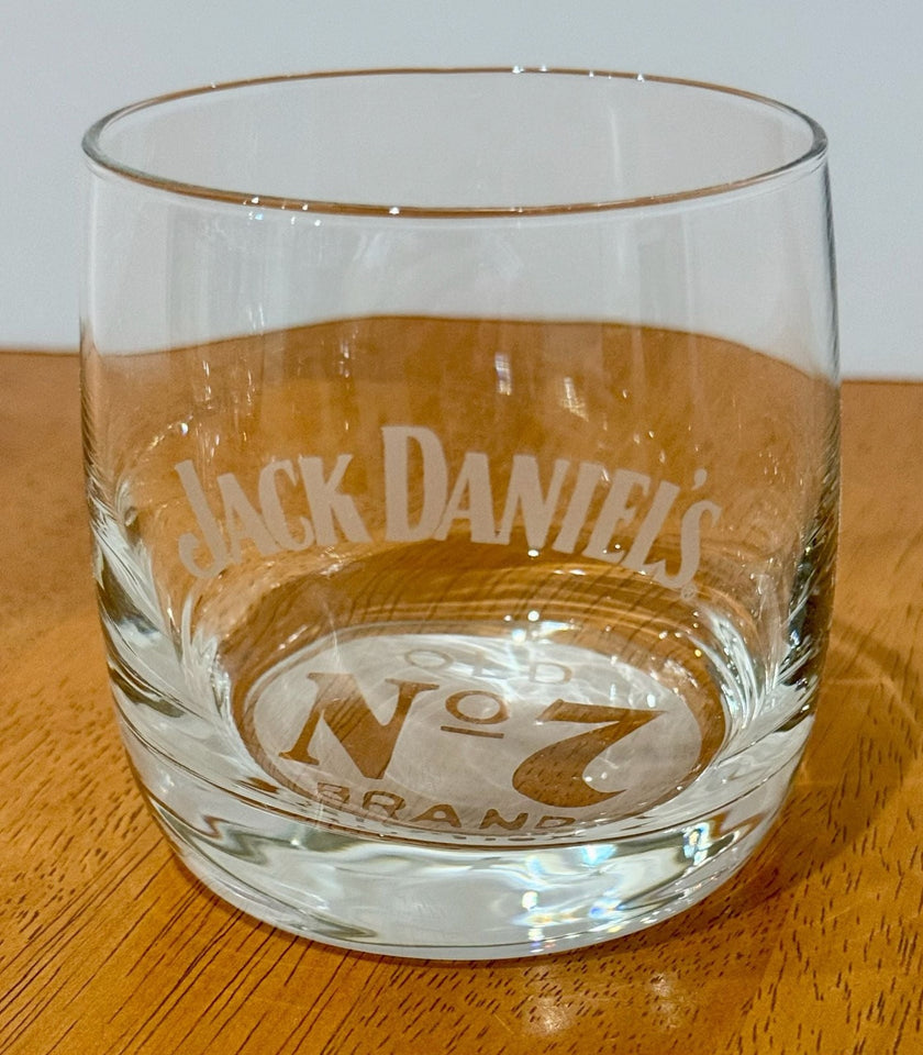 Vintage Set 2 Jack Daniel's Old No. 7 Brand Etched Logo Whiskey Rocks Glasses