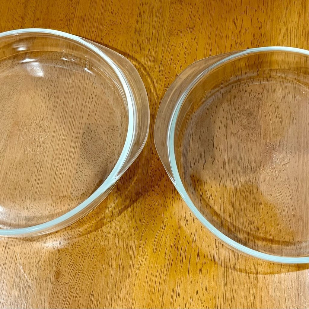 Vintage Pyrex 221 8 1/4 Inch Round Clear Glass Baking Dish Ovenware Set of 2