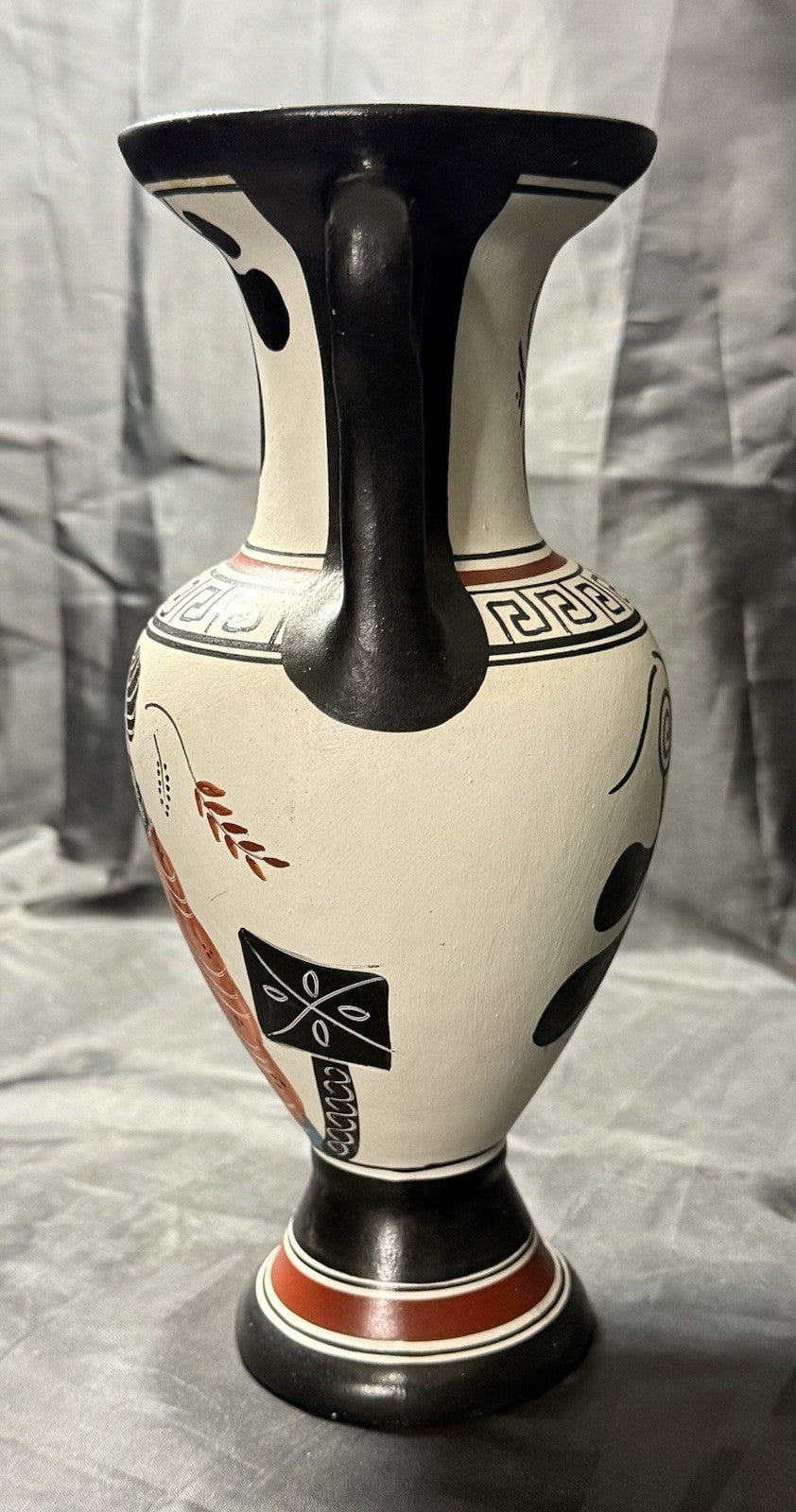 Vintage Amphora Made in Greece Hand Painted Art Pottery Greek Replica Urn Vase
