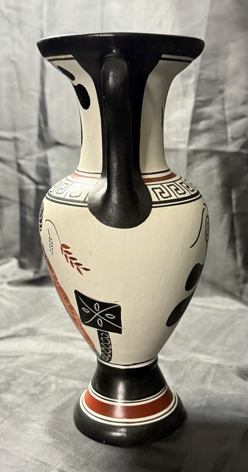 Vintage Amphora Made in Greece Hand Painted Art Pottery Greek Replica Urn Vase