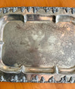 Large Vintage Silverplate Footed Serving Tray Grape & Leaf Border 24