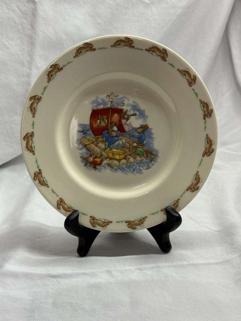 Vintage Royal Doulton  Bunnykins 1936  Collectible 6 Bunny’s On A Raft  8” Plate