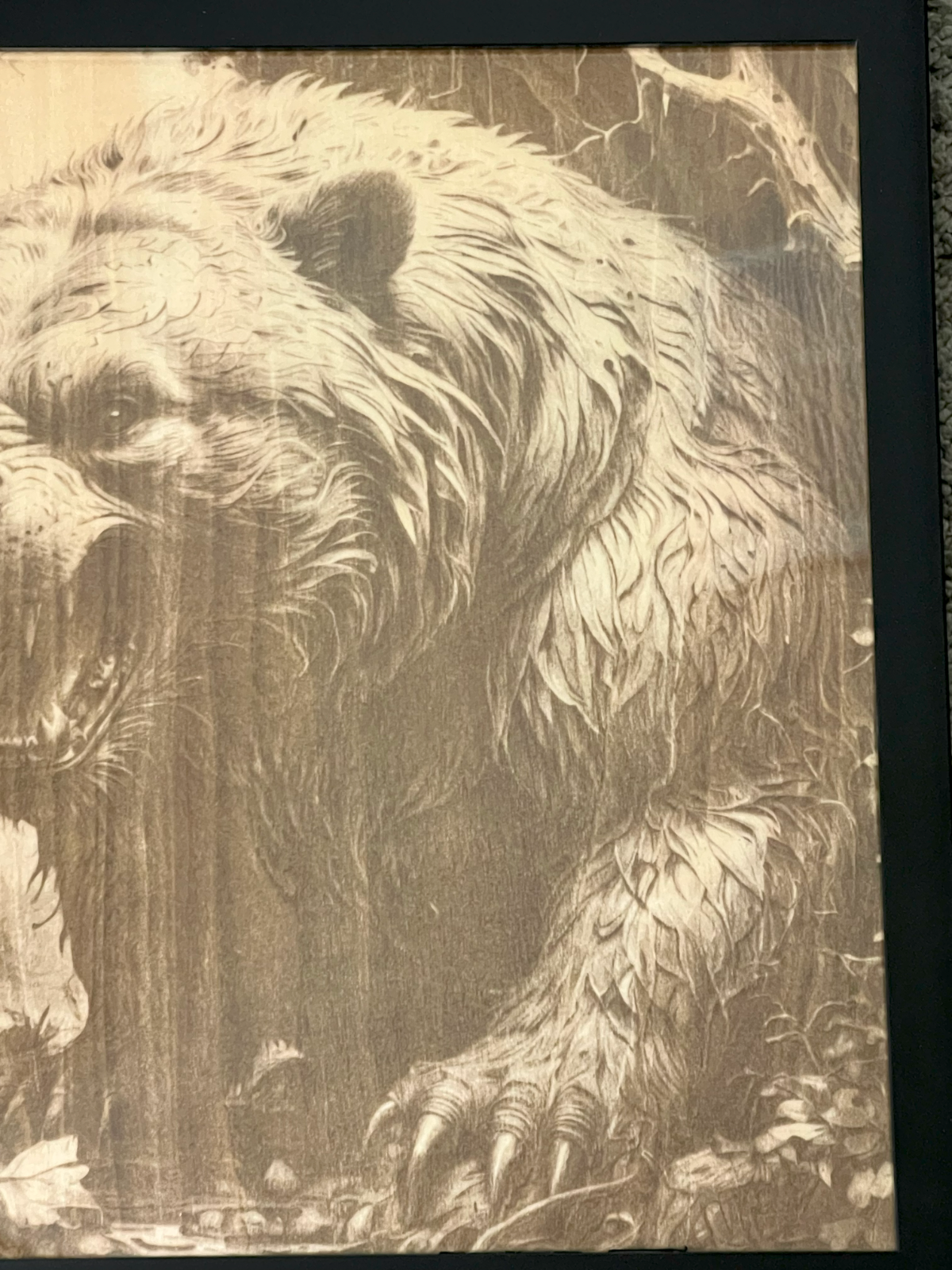 Growling Grizzly Bear 3D Laser Engraved Portrait  11