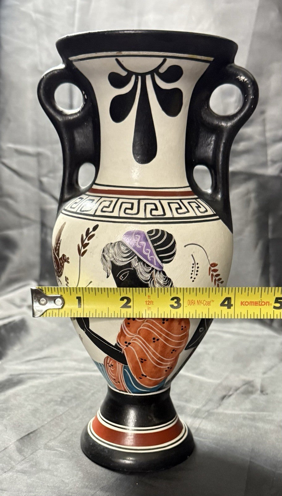 Vintage Amphora Made in Greece Hand Painted Art Pottery Greek Replica Urn Vase