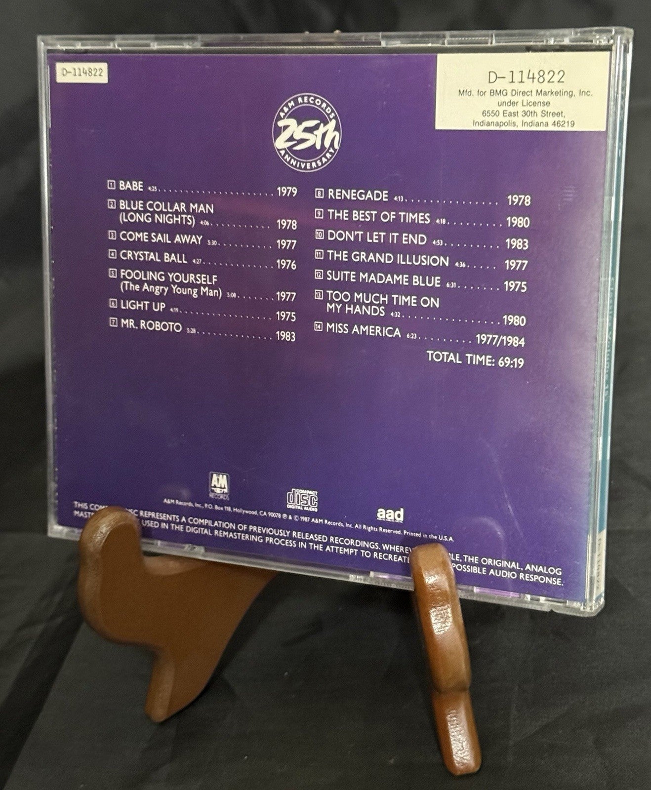 Styx ‎– Classics Volume 15 CD 1987 A&M Records ‎– CD 2513