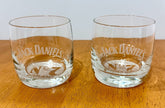 Vintage Set 2 Jack Daniel's Old No. 7 Brand Etched Logo Whiskey Rocks Glasses