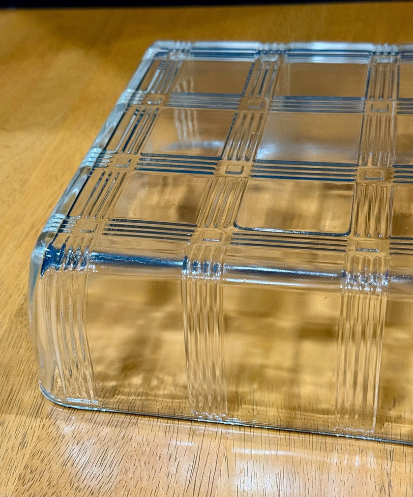 Vintage Hazel Atlas Clear Glass Square Baking Tart Pan Refrigerator Dish