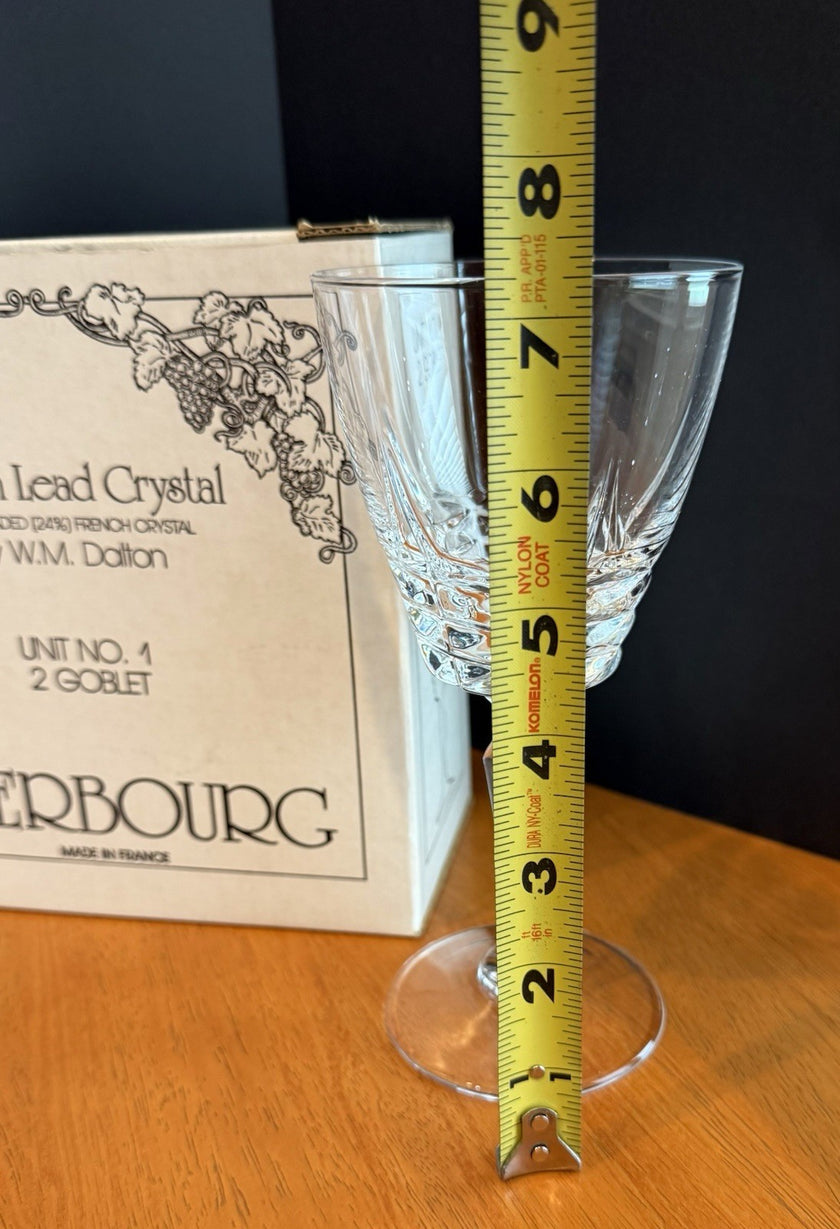 Vintage W M Dalton Cherbourg French Lead Crystal Goblets Set of 4 Original Boxes