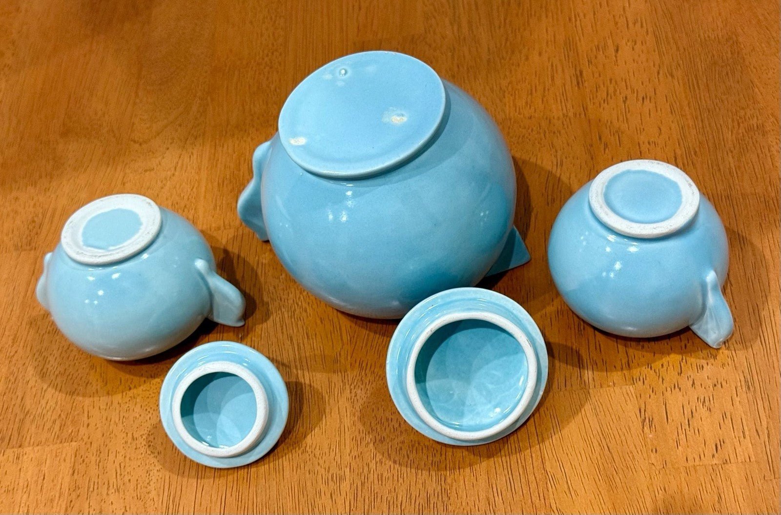 Vintage 1940s Dorette Saltzman Child's Tea Set Teapot Sugar Bowl Creamer