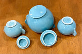 Vintage 1940s Dorette Saltzman Child's Tea Set Teapot Sugar Bowl Creamer