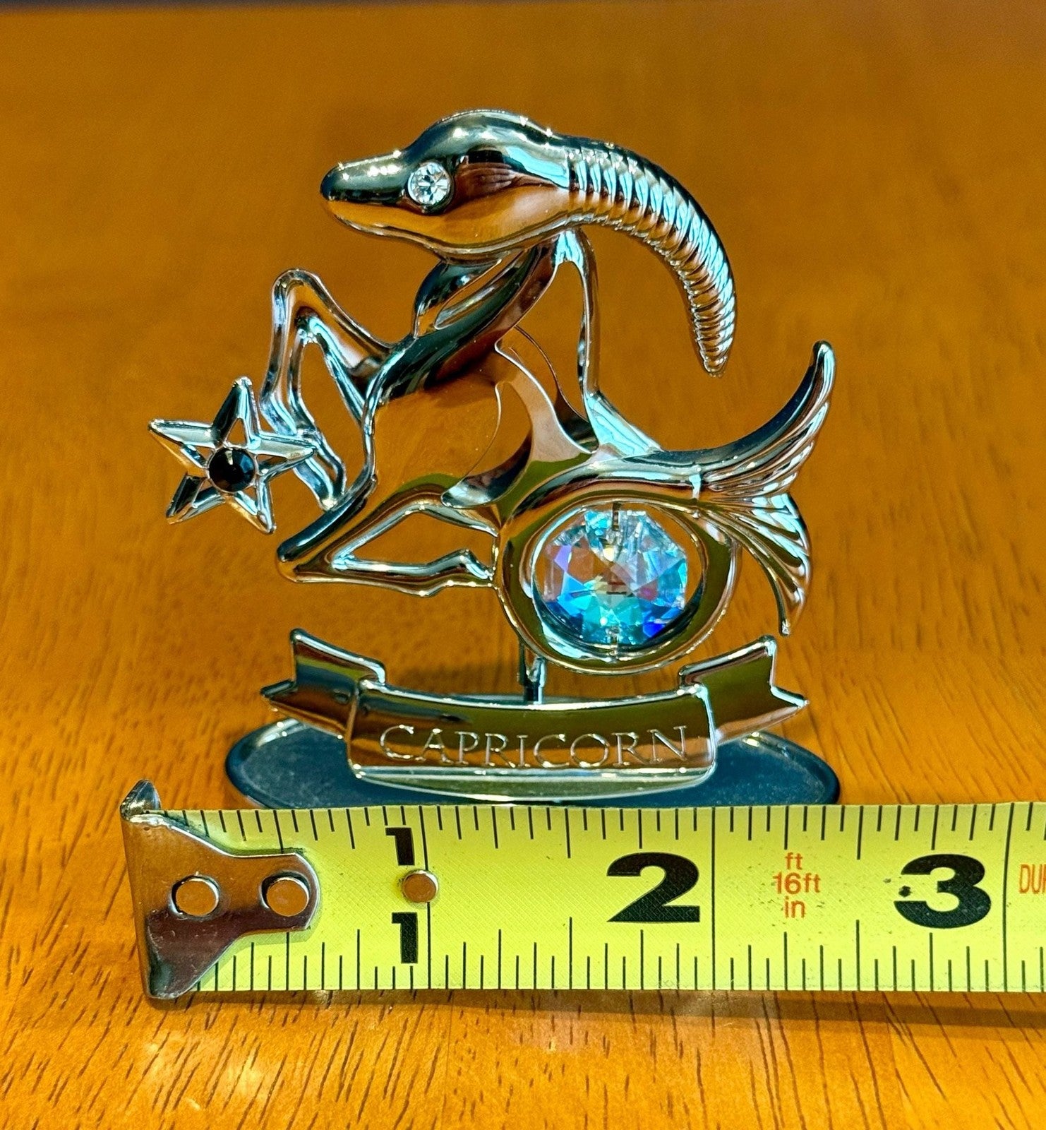 Mascot Crystal Delight Chrome Plated Capricorn Zodiac Figurine Austrian Crystal