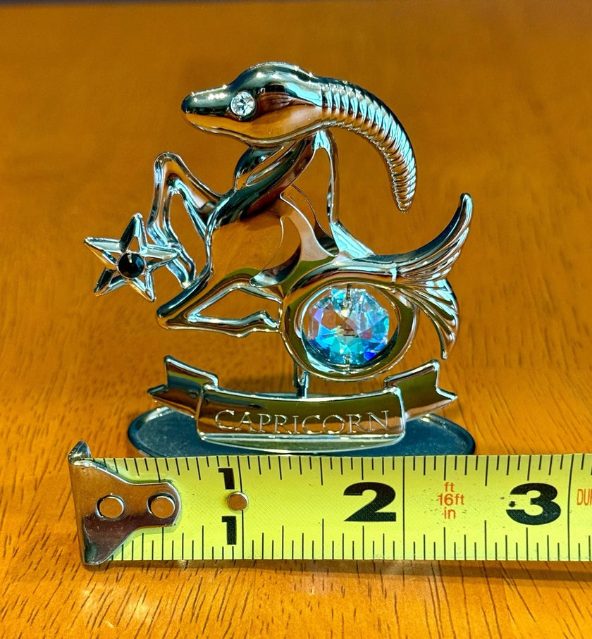 Mascot Crystal Delight Chrome Plated Capricorn Zodiac Figurine Austrian Crystal