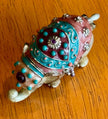 Vintage Monet Enameled Bejeweled Elephant Trinket Jewelry Box