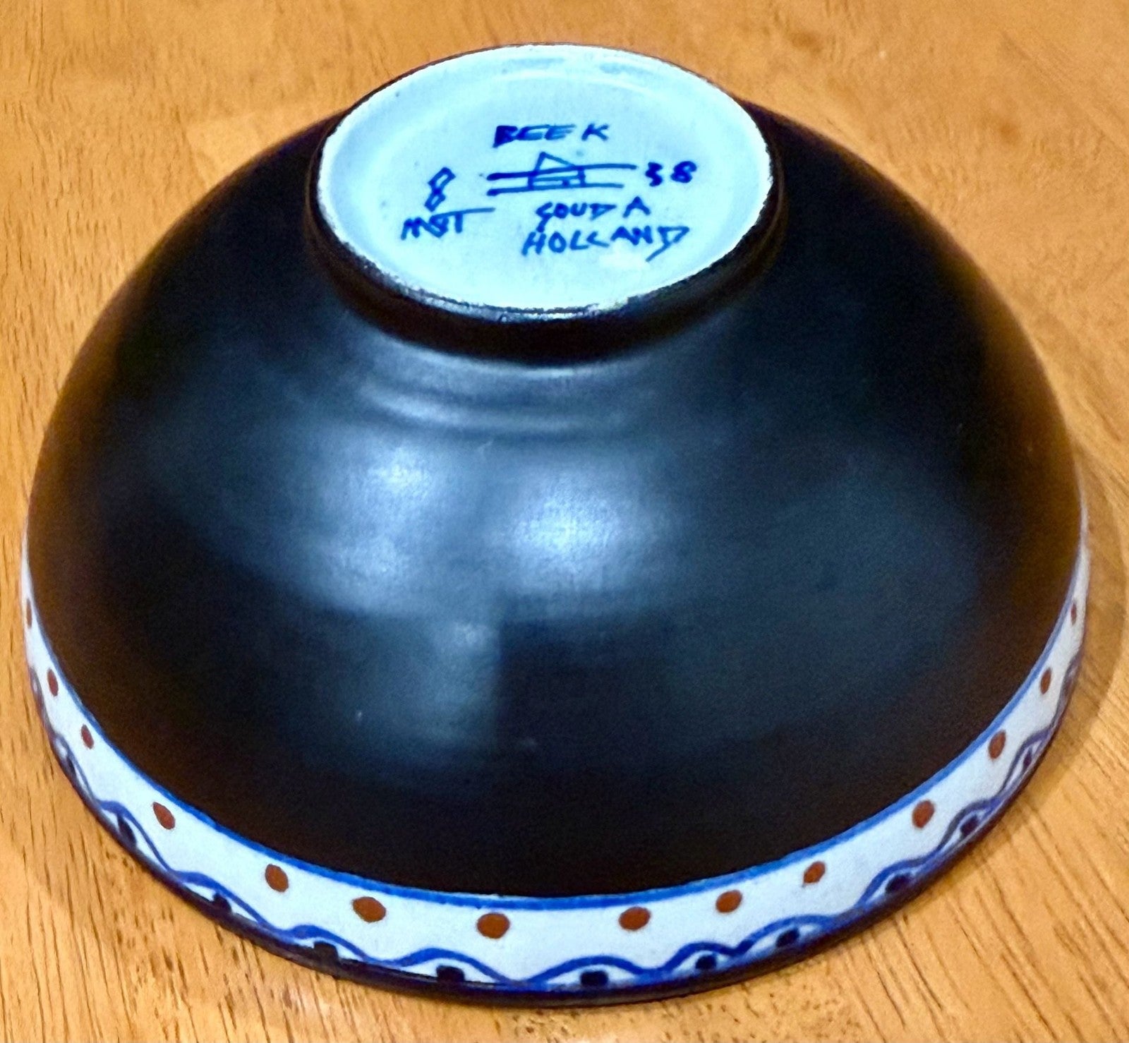 Antique PZH BEEK Model #8 Ceramic Bowl Gouda Holland Art Deco Floral Circa 1923