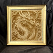 Wood Dragon Laser Engraved Portrait Gold Frame Original Artwork