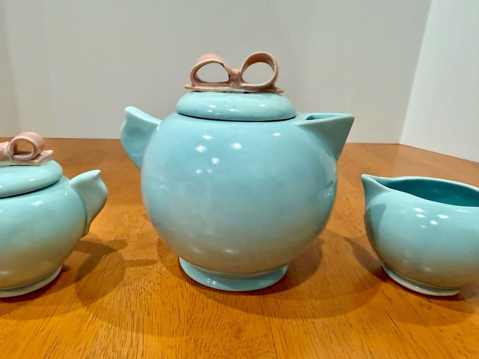 Vintage 1940s Dorette Saltzman Child's Tea Set Teapot Sugar Bowl Creamer