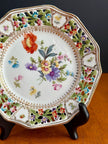RW Bavaria Porcelain Reticulated Plate Hand-Painted Dresden Floral Design